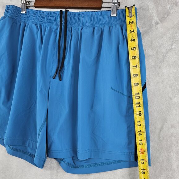RHONE Athletic Gym Shorts Mens 2XL XXL Bleu Drawstring‎ Polyester - Picture 6 of 8